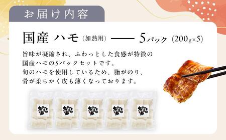 国産 ハモ 冷凍（加熱用） 200g×5パック
