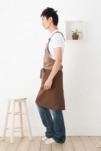 【ブラウン】バイカラーメンズエプロン