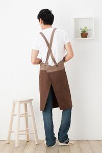 【ブラウン】バイカラーメンズエプロン