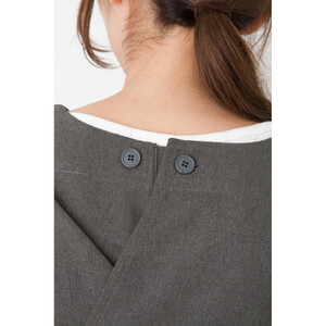 【ネイビー】丸襟パイピングリボン割烹着