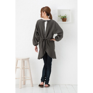 【ブラウン】ラグランフリル割烹着