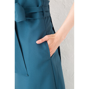 【ネイビー】Vネックリボンロングエプロン（撥水・撥油）