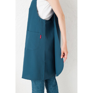 【ティールブルー】Vネックバッククロスエプロン（撥水・撥油）