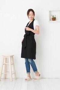【ブラック】ホルターネックワンタッチエプロン（撥水・撥油）