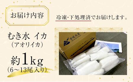 むきあおりいか 約1kg(6～13尾入り) 下処理済 冷凍 小分け【水イカ アオリイカ いか イカ イカ刺身 刺身 いかソーメン 天ぷら 香川県 さぬき市 讃岐 さぬき】