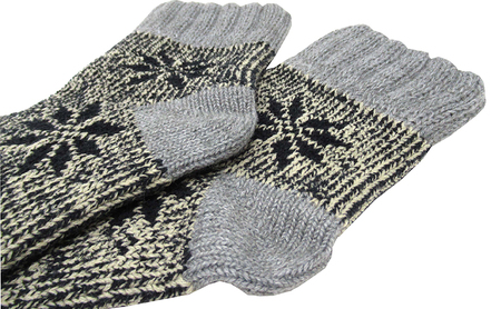 裏綿2重編雪柄靴下 (008363421)