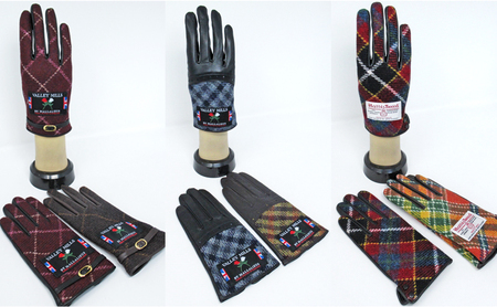 婦人プリティッシュウール・ハリスツイード牛革手袋（1328221　1328321　1328421） プリティッシュ ブラウン/チョコ40