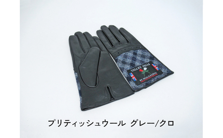 婦人プリティッシュウール・ハリスツイード牛革手袋（1328221　1328321　1328421） ハリスツイード オレンジ/チョコ