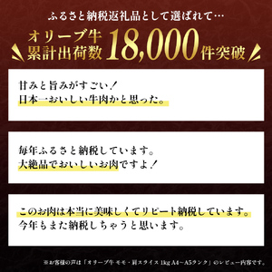 香川県産黒毛和牛オリーブ牛「モモ・肩スライス 1kg」 お肉 牛肉 