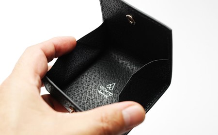 【GOMYO　LEATHER】猪革　手縫いコインケース（黒） ファッション 小物 