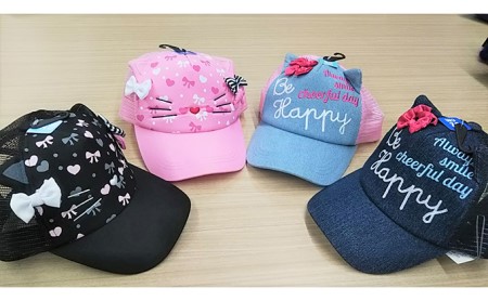 kidsメッシュキャップ(猫リボンと猫ミミ)(配送不可:北海道・離島地域) 猫リボンブラック 52cm
