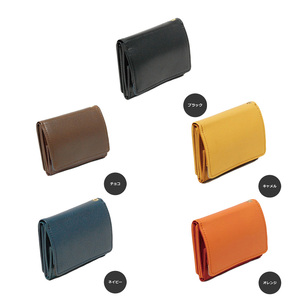 シルキーレザー 三つ折り 財布 【LIME】 ネイビー