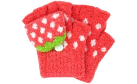 いちご指切りフード手袋 子供用　2双セット