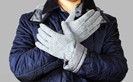 “オリーブの恵みシリーズ” 冬保湿手袋紳士 グレー
