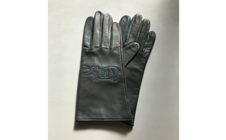スマホ対応羊革レディース手袋（HIPPO`刺繍） （HIPPO`刺繍）　黒