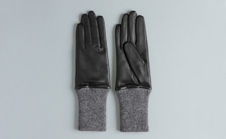 レディース イタリアンレザーロングカフスグローブ ファッション 小物 イタリアンラムレザー ピケ縫い キャメル ニットカフス  （19cm）キャメル