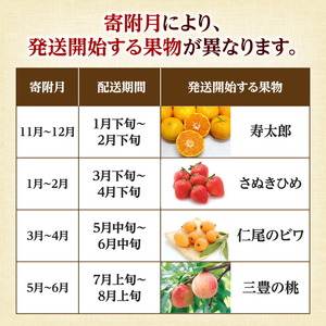 定期便 おすすめ フルーツ 果物 三豊市のフルーツ定期便年間6回【配送不可地域：北海道・沖縄県・離島】_M02-0203 フルーツ定期便 旬のフルーツセット / フルーツ 定期便 ふるーつ定期便 フルーツ 詰め合わせ 果物定期便 春フルーツ 夏フルーツ 秋フルーツ 冬フルーツ