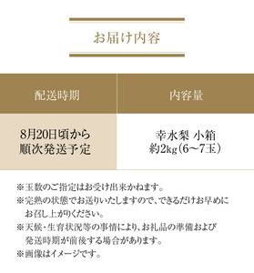 【ふるさと納税】【配送不可地域：北海道・沖縄県・離島】数量限定！ 締め切り間近 平和農園 幸水梨 小箱（6～7玉）＜約２kg＞
