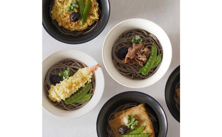 さぬき小豆島 手延冷凍調理そば4食セット(えび天/牛肉/きつね/かきあげ)