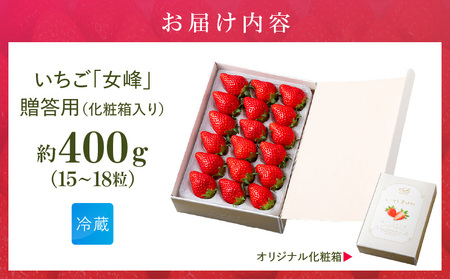 あぐりぼん　いちご「女峰」【贈答用】いとしきみ化粧箱　約400g（15～18粒）| いちご 果物 フルーツ デザート ストロベリー 果肉 スイーツ 甘い 国産 贈り物 贈答 プレゼント グルメ 人気 おすすめ 季節 旬 旬の果物 香川県 三木町 送料無料|_mk144-001