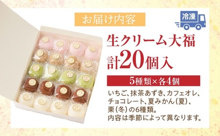生クリーム大福詰め合わせ（20個入）|大福 生クリーム大福 冷凍 20個 5種類 デザート スイーツ 詰め合わせ 香川県 三木町|_mk021-001