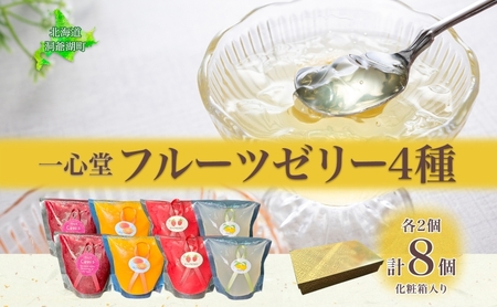 フルーツゼリー 4種 各2個 化粧箱入り 7月初旬よりお届け ようかん フルーツ ゼリー 和菓子 菓子 羊羹 おやつ お中元 お供え 贈答 お取り寄せ 送料無料 常温 一心堂 先行予約 北海道 洞爺湖町