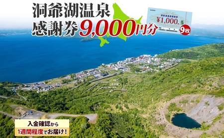洞爺湖温泉感謝券 9000円 分 金券 クーポン 洞爺湖 湖 温泉 リゾート 有珠山 火山 自然 花火 イルミネーション 旅行 観光 宿泊 施設 北海道 