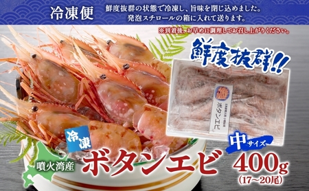 北海道 噴火湾産 冷凍ボタンエビ 中サイズ 400g 17～20尾 ボタンエビ エビ えび 海老 北海道産 旬 ぼたんえび 刺身 牡丹海老 海鮮 魚介 甲殻類 味噌汁 鍋 海鮮丼 冷凍 洞爺湖町 within2025