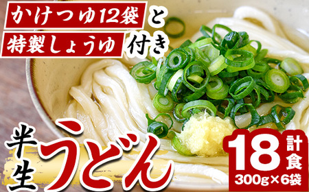 「なかむらうどん」＜つゆ・特製醤油付＞ 半生うどんセット(18食分・300g×6袋)  まんのう町 特産品 本場 讃岐 讃岐うどん 半生 小麦 麺 粉もの さぬき 常温 常温保存 【man145】【なかむら】