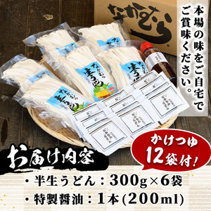 「なかむらうどん」＜つゆ・特製醤油付＞ 半生うどんセット(18食分・300g×6袋)  まんのう町 特産品 本場 讃岐 讃岐うどん 半生 小麦 麺 粉もの さぬき 常温 常温保存 【man145】【なかむら】