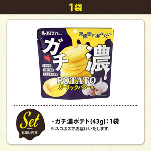 ＜訳あり＞ お試し 訳アリ じゃがスナック ガチ濃ポテト(1袋・43g) 簡易梱包 お菓子 おかし おつまみ 常温 ガーリック バター 【man216-G】【味源】