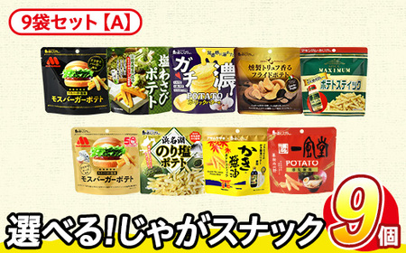 ＜訳あり＞ 訳アリ じゃがスナック 【アソート・9袋セットA】 (9袋・1袋最大50g) 簡易梱包 お菓子 おかし おつまみ 常温 ポテト モスバーガー 照焼バーガー わさび ガチ濃 トリュフ マキシマム チーズ のり塩 かき醤油 一風堂赤丸 食べ比べ 【man226-A】【味源】