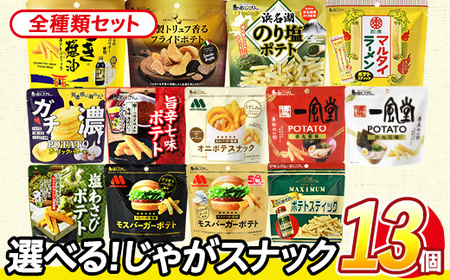 ＜訳あり＞ 訳アリ じゃがスナック 【アソート・全種類セット】 (13袋・1袋最大50g) 簡易梱包 お菓子 おかし おつまみ 常温 ポテト モスバーガー テリヤキ わさび 七味 マキシマム ガーリック バター 一風堂 オニポテ 食べ比べ 【man227-A】【味源】
