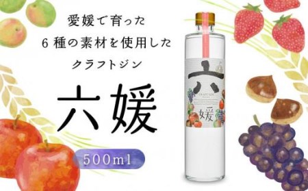 道後ジン 六媛 500ml お中元 おすすめ 人気 ギフト 道後 フルーツ 酒 プレゼント【MG049_x】