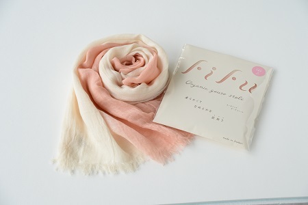 草木染 オーガニックコットン ストール 半染め(ピンク)【I000360P】