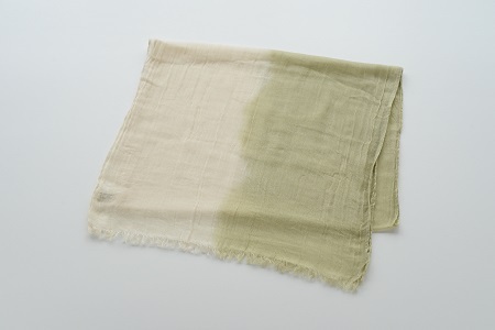 草木染 オーガニックコットン ストール 半染め（グリーン）【I000360G】