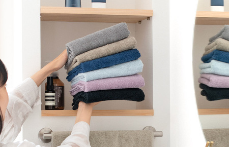 （今治タオルブランド認定）今治ベーシックタオル　フェイスタオル　5枚セット（ブラック）【I002100FT5BK】