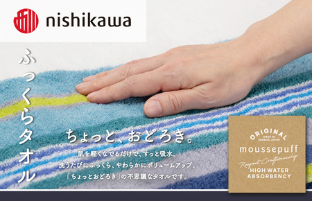 (今治タオルブランド認定)西川 ムースパフ フェースタオル 2枚(ブルー)MF5002【I003650FT2B】