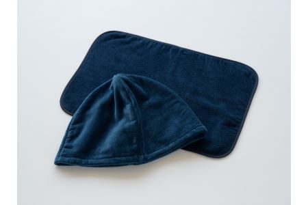 （今治タオルブランド認定）サウナハットとサウナマットのセット　ネイビー サウナハットL１枚 サウナマット１枚 セット 今治タオル[IB07050NV]