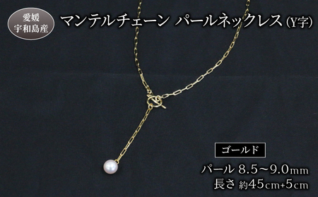 真珠 パール ネックレス ペンダント 8.5-9.0mm あこや真珠 ジュエリー マンテルチェーン Y字 Npearl ゴールド アクセサリー あこや本真珠 本真珠 ファッション お祝い 人気 ギフト 贈り物 プレゼント 特産品 国産 真珠 愛媛 宇和島 A088-166004