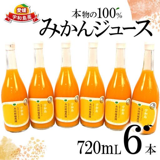 みかんジュース 本物の100％みかんジュース 720ml × 6本 木田柑橘農園 H022-185005