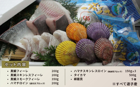 ハマチ真鯛タイカマヒオウギ貝海の幸セットB愛媛県漁業協同組合遊子支所ハマチ D024-022003