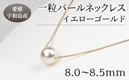 花珠 真珠 一粒 人気 パール ネックレス 8.0-8.5mm イエローゴールド
