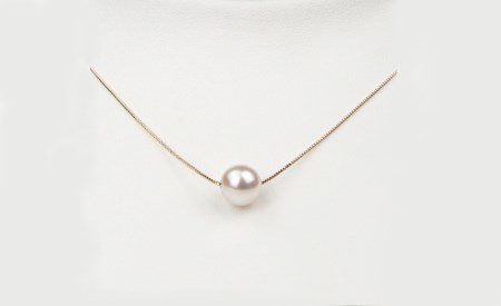 花珠 真珠 一粒 人気 パール ネックレス 8.0-8.5mm イエローゴールド