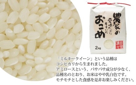 新米 白米 令和7年産 愛媛・新居浜の個性派農家の超個性派『ミルキークイーン』4kg(2kg×2袋)