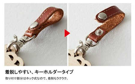 ゴルフ ネームプレート 木製 両面デザイン 本革ストラップベルト 刻印 名入れ （#１：クラシックドライバー）【四国加工】