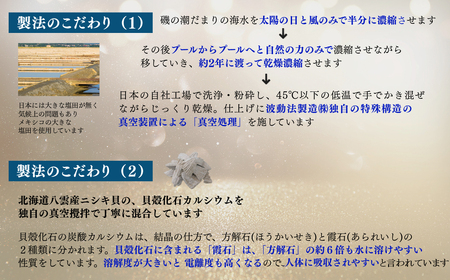極楽塩の普及版 天日干し2年! 火入れしない生の塩 酵素塩 1kg×2袋 北海道産八雲産ニシキ貝の貝殻化石カルシ ウム入り