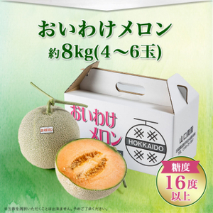 【数量限定】おいわけメロンパック 糖度16度以上 大箱約8kg(4～6玉)_メロン めろん 赤肉 赤肉メロン おいわけメロン 追分 数量限定 北海道 果物 くだもの フルーツ デザート 甘い 糖度 贈答 ギフト プレゼント 国産 産直 産地直送 送料無料_【1226767】