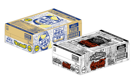 【糖類ゼロ・飲み比べセット】 ジャックダニエル＆コカ・コーラ ゼロシュガー （350ml×24本）＋ 甘くない檸檬堂 無糖レモン 5％ （350ml×24本）