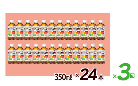 【3回定期便】 からだすこやか茶W+ 350mlPET_24本入り 1ケース｜ トクホ 特定保健用食品